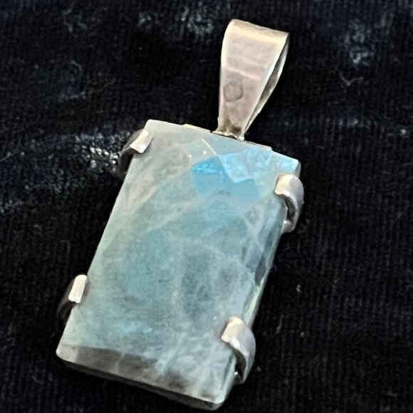 Vintage Rectangular Labradorite Hinged Sterling Silver Pendant - 10g - VG / EUC - Picture 13 of 14